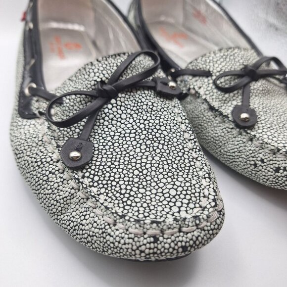 Marc Joseph Pebbled Flats Cypress Hill Tie Black White Leather Brazil Womens 8 - Picture 8 of 9